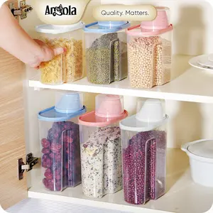 ANGOLA Storage Jar Tempat Penyimpanan Cereal/Beras Kontainer Makanan Plastik Wadah C82 Biru Pink Toples