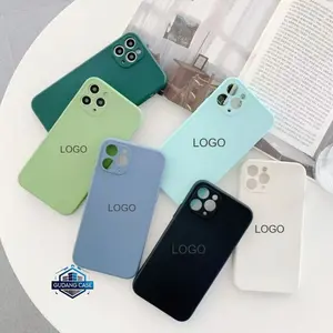 Square Edge Case With Stiker Logo Compatible For Iphone 7 8 7+ 8+ X Xs Xr 11 12 13 14 15 PRO PLUS PROMAX TH267