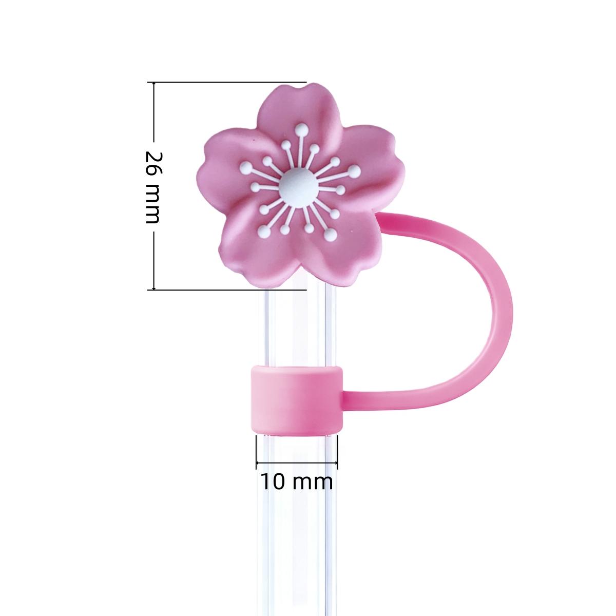 Penutup Tumbler Sedotan 10mm Silikon Reuseable Untuk Stanley Warna Putih Pink Ungu Hijau Hitam Bunga Sakura Anti Debu Cocok Segala Merek Gelas 40oz 20oz