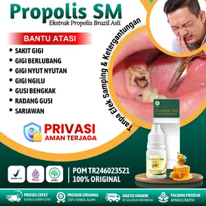 Cairan Tetes Perontok Gigi Berlubang, Perontok Akar Gigi, Gigi Goyang, Penghancur Gigi Berlubang, Gigi Berlubang Agar Lepas, Sakit Gigi Nyutnyutan Dengan Propolis SM Penyegar Mulut