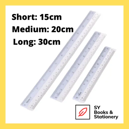 White Side Plastic PVC Straight Ruler 6" / 12" / 15cm / 30cm