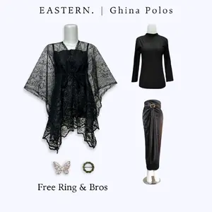 Paket Kondangan 5in1 - Baju One Set Kondangan Wanita Kekinian Outer Brokat Tile Premium Cardi Setelan Kebaya Modern Pesta Wisuda Mewah Atasan Bordir Panjang Bawahan Rok Lilit Satin Polos Simple Batik Hitam