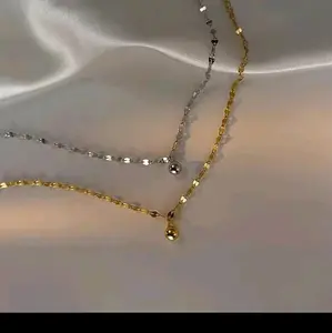 kalung boba bulat titanium aksesoris fashion wanita simple elegan liontin