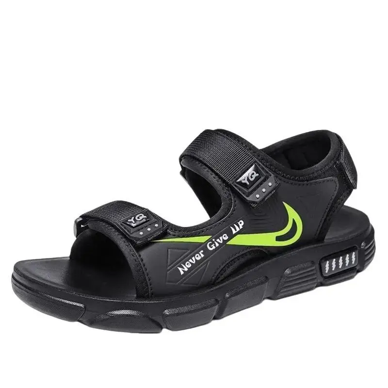 Summer Sport Sandals Outdoor Hiking Trekking Beach Flat Shoes Comfortable Adjustable Open Toe Non-Slip Slippers New Fashion Waterproof 2024 Pantai Black Pria