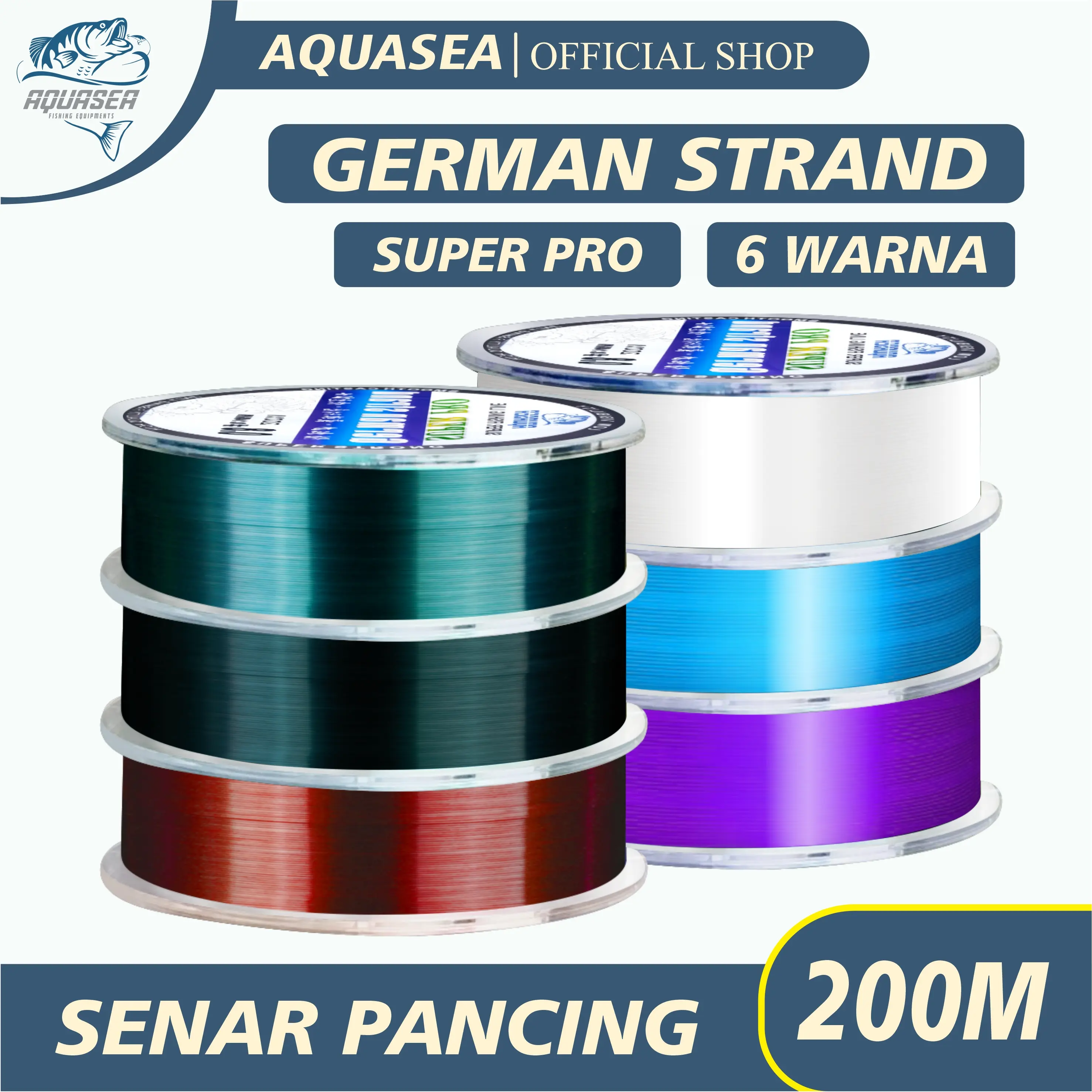 AQUASEA Tali Pancing Nilon Germany Strand Pro 200m Alat Ikan Joran Umpan