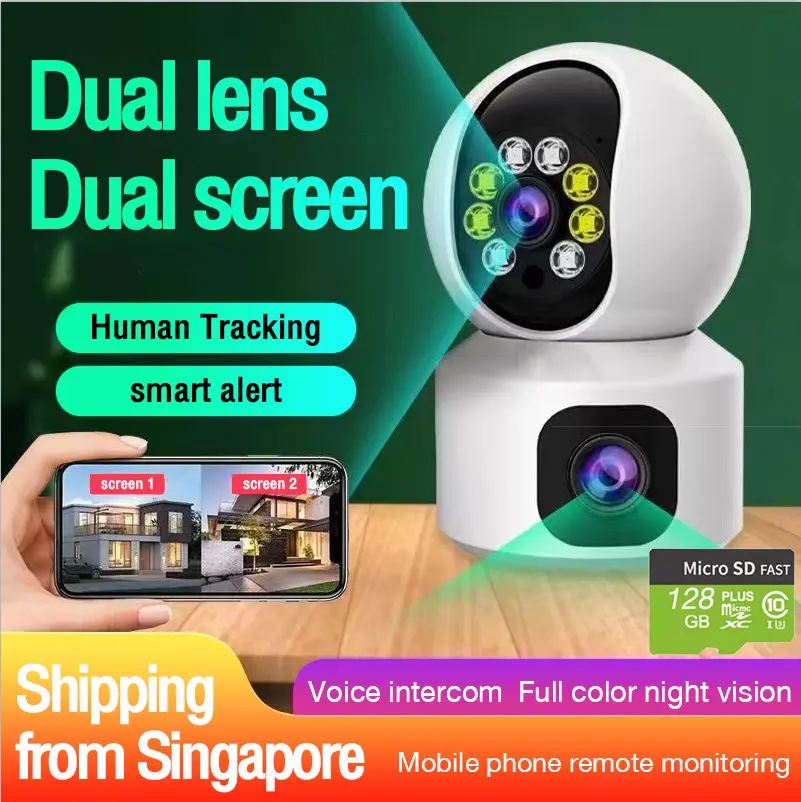 CCTV 360 WiFi Dual Lens 2 Camera 2 Lens Eseecloud APP Pet Camera Cat Camera Baby Monitor CCTV Camera dual lens IP Security