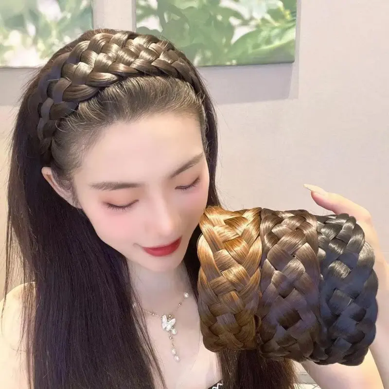 Five-stand Fishbone Twist Wig Brands Headband Non-slip Widened Hair Hoop Hair Accessories