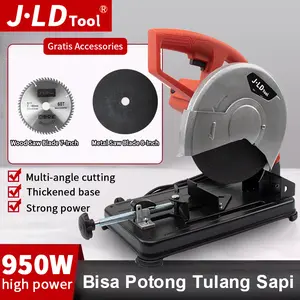 JLD Mesin Potong Besi Metal Speed Cutter 950W 8 Inci dengan Gergaji Mitra Sudut 0-45 & Pisau 205mm untuk Tulang Sapi & Logam
