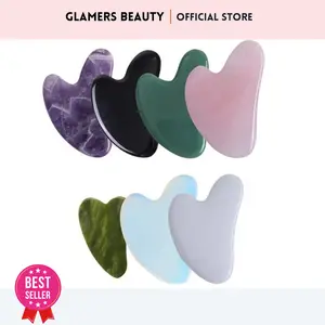 Glamers Beauty - Guasha Stone Original Tools Facial Hijau/Pink/Black gu asha Hitam Purple