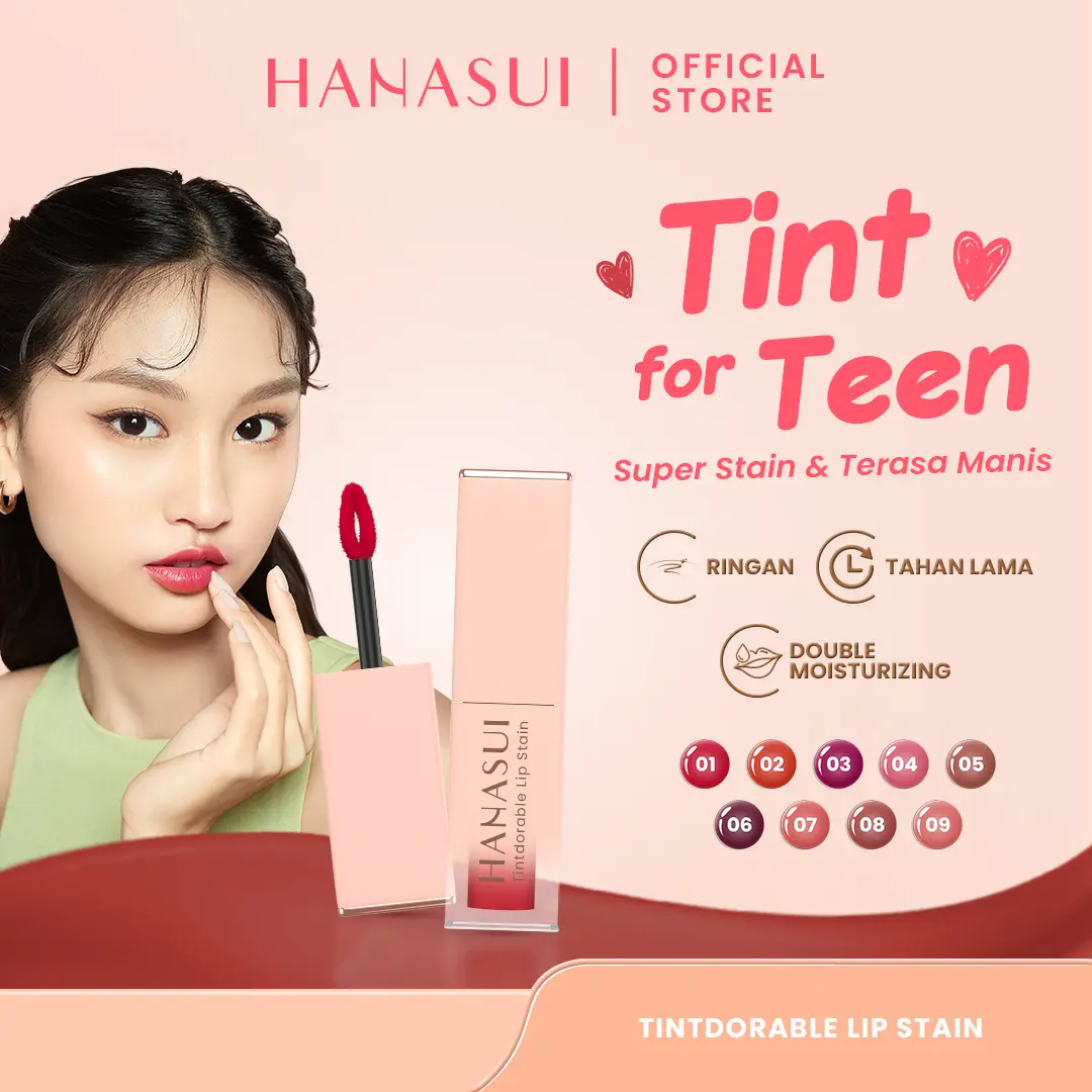 Hanasui Tintdorable Lip Stain - Lip Tint Melembapkan Transferproof Tahan Lama Natural Formula Ringan