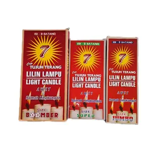 Isi 8 Lilin Putih Cap 7 Terang size Super Jumbo Bomber/ light candle Lampu