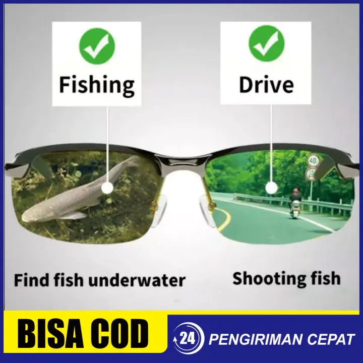 Kacamata photocromic keren anti silau siang malam bisa buat paser ikan dan berkendara kacamata  sunglass Lensa