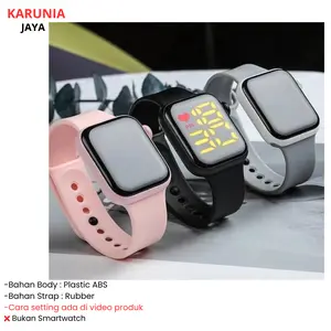 KJ Jam Tangan LED Digital Pria Wanita Rubber Electronic Fashion Couple Anak Remaja Premium JF073