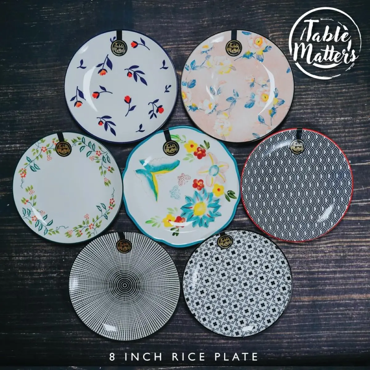 Table Matters - [Set of 2] Assorted 8 Inch Rice Plate