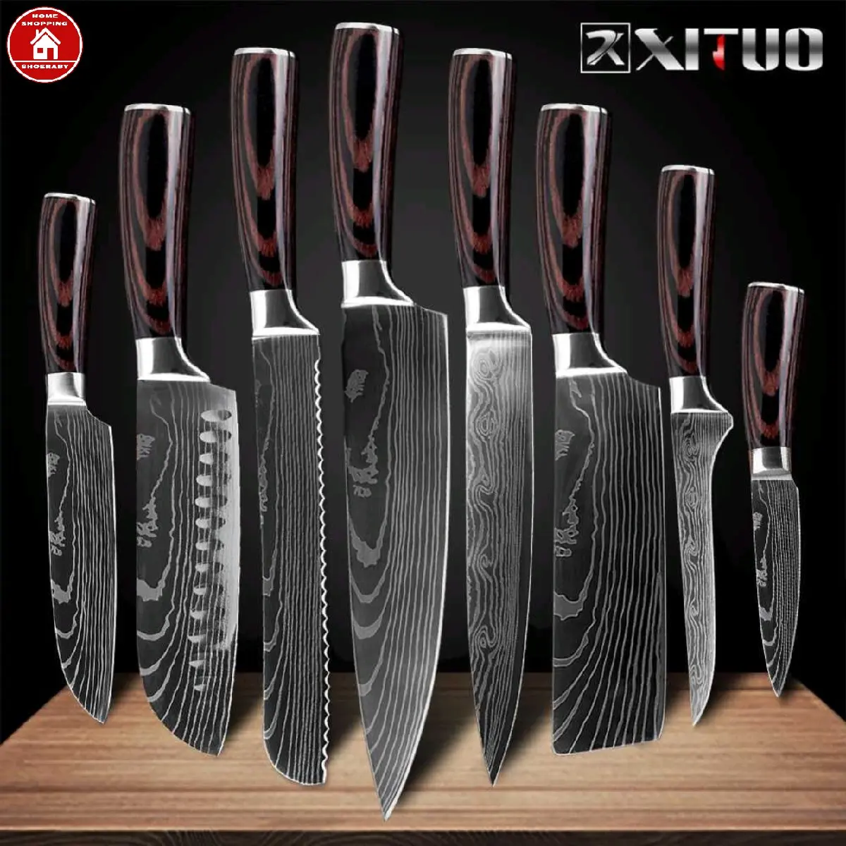 Pisau Dapur Chef Premium Pola Damascus Stainless Steel XITUO - Set Pisau Dapur Tajam 100% Original