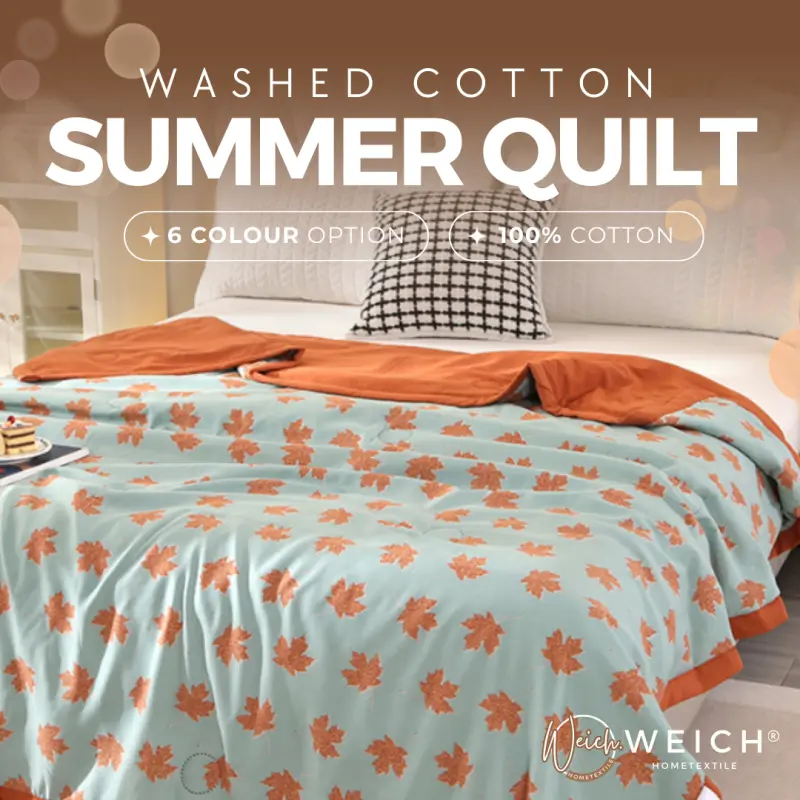 WEICH Soybean Cotton Quilt Floral Pattern Summer Cooling Quilt Super Soft Bedding Portable Blanket