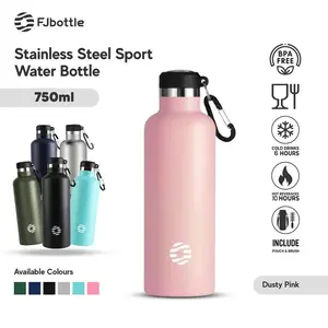 FJbottle - Botol Minum Tumbler Olahraga Stainless Steel 750ML Dengan Gantungan Free Tas dan Sikat Botol - SR2100
