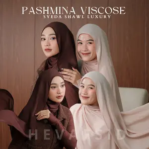 Heva - Pashmina Syeda Viscose Shawl Flowly Jilbab Muslim Wanita 180cm x 70cm Viscose Premium Luxor 50++ Warna