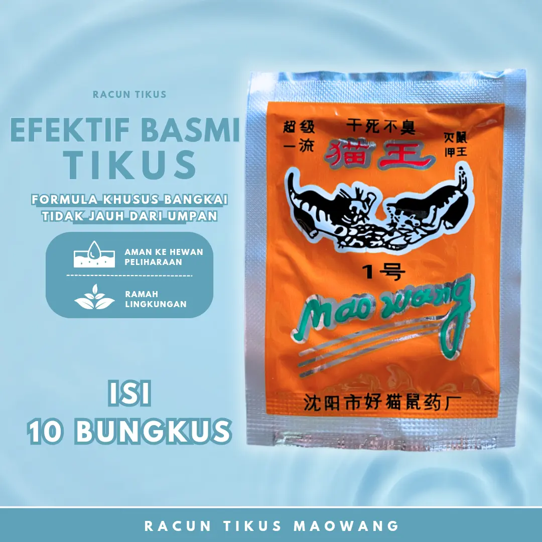 10 Bungkus Racun Tikus Maowang Beras Berwarna Kemerahan - Pembasmi Tikus Mati Tidak Jauh Dari Umpan