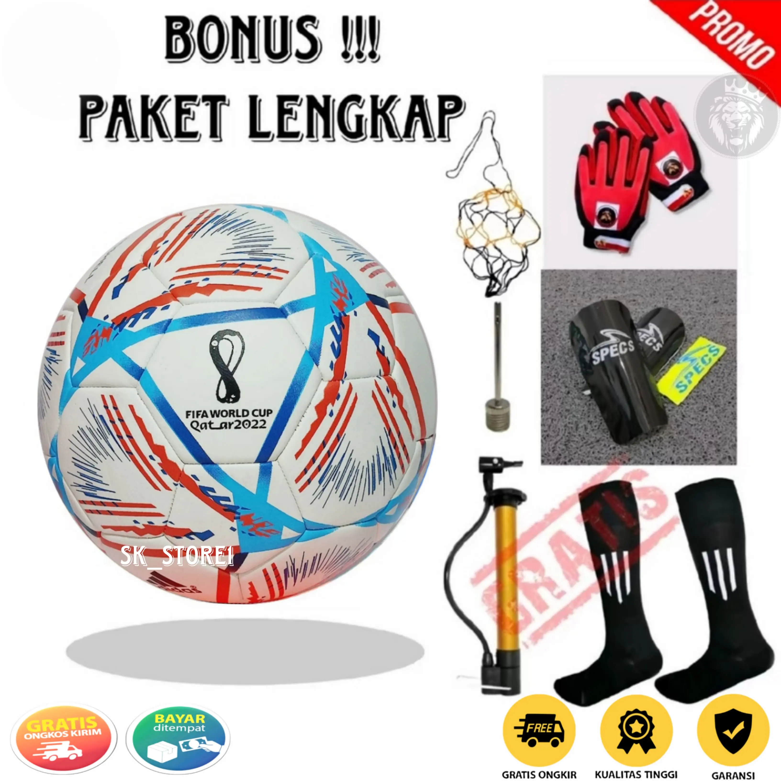 Bola Sepak / Bola Bliter Anak Murah Size 5 Buat Anak Anak Jahitan Manual Lapang Rumput Bonus Sarung Tangan Dan Alat Pompa Ball Indoor Outdoor Kaki
