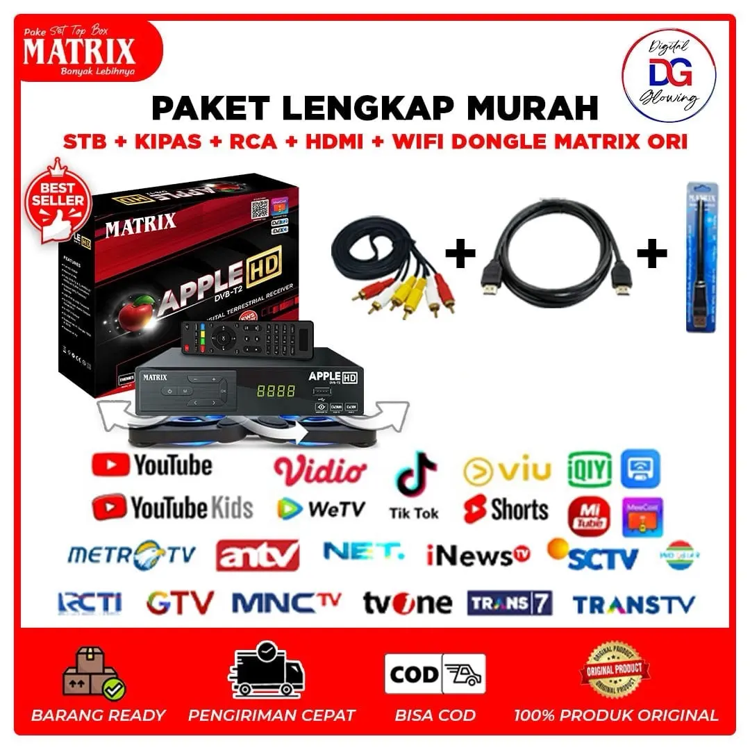 SET TOP BOX TV Digital Matrix Apple Merah settopbox murah