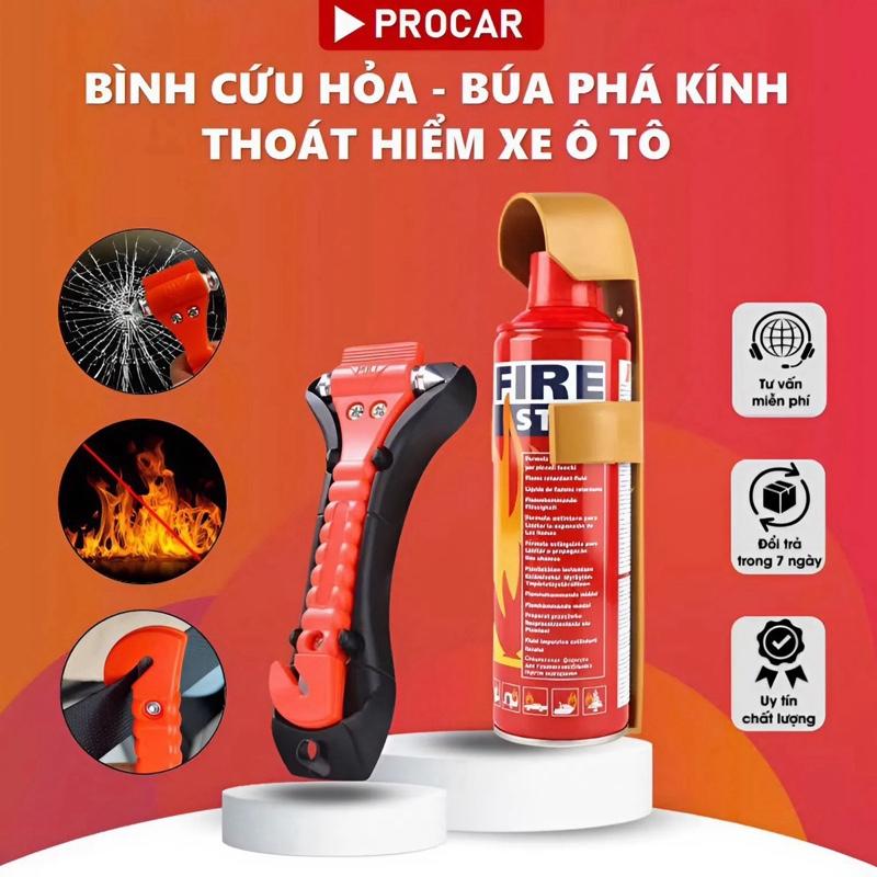 Bình Cứu Hỏ.a Mini Xe Hơi Và Búa Phá Kính Ô Tô GCAR Sử Dụng Trong Trường Hợp…