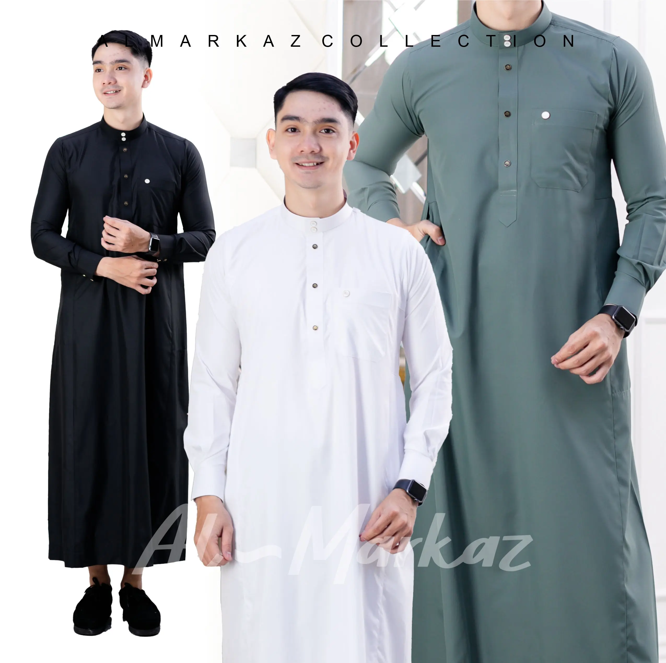 Jubah Pria Muslim Gamis Slimfit Nizam By Almarkaz Dewasa Hitam Remaja Panjang