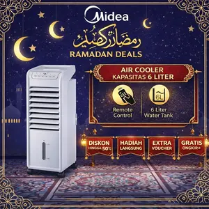Midea Air Cooler 6.0 Liter AC100-A - Remote Control - Timer 7 jam- Penyejuk Ruangan Udara Evaporasi Cooling Fan Dengan Ice Pack-FREE ONGKIR JABODETABEK-REMOTE CONTROLooling Fan Dengan Ice Pack-FREE ONGKIR JABODETABEK-REMOTE CONTRROL