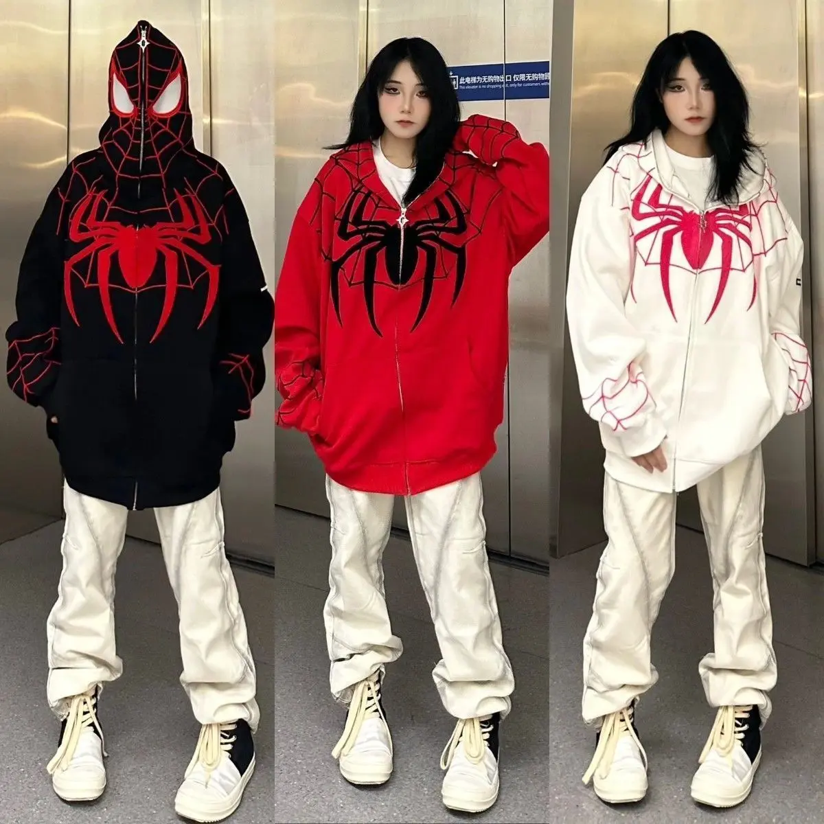 Áo Len Cardigan Có Mũ Trùm Đầu, Phong Cách Cô Gái Ngầu Anime Người Nhện Thương Hiệu Thời Trang Trung Quốc Cổ Điển Mỹ Thiết Kế Độc Đáo Thời Trang Nữ
