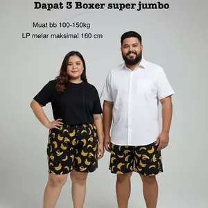 Dapat 3 Celana Boxer Gombor Super Jumbo BB 100kg Sampai 150Kg Pria Wanita Celana Kolor Pendek  Dewasa Santai Motif Bahan Katun Nyaman Distro Unisex Melar Panjang sepaha Shorts big size Tartan Kotak