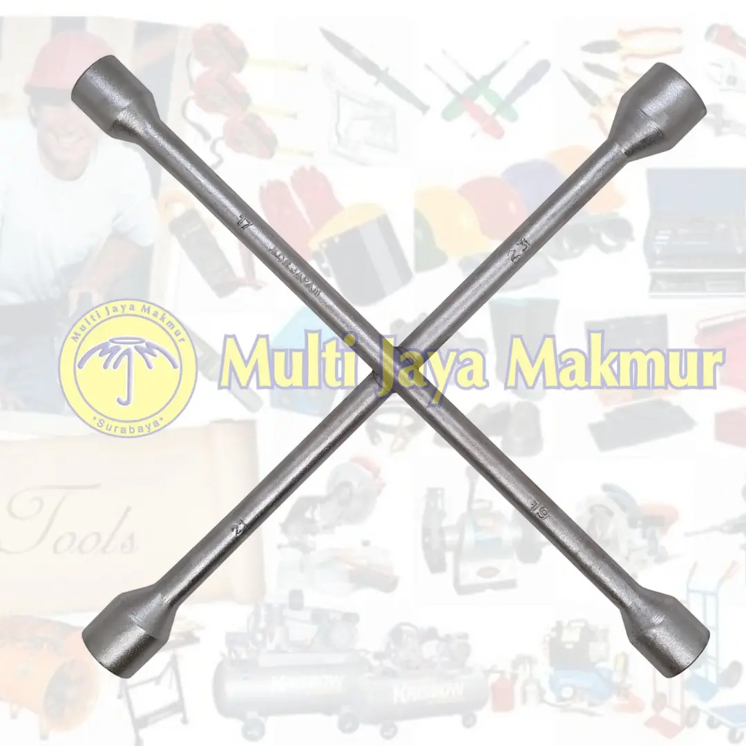 Kunci Roda Palang Mobil 4 Way Cross 17x19x21x23 Warna Chrome Universal - Car, Motorcycle