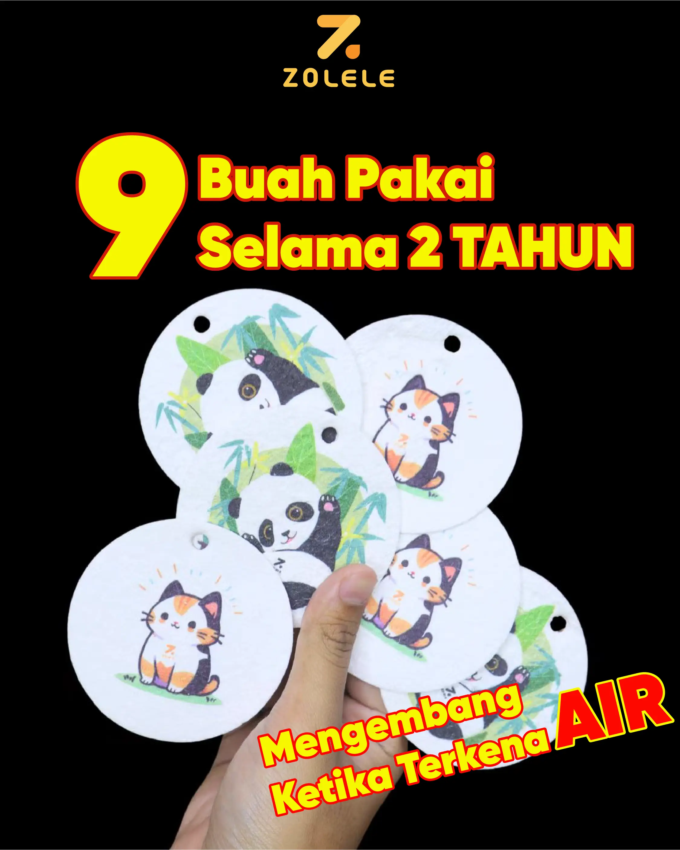 ZOLELE DB01 Spons Pencuci Piring Bubur Kayu Dikompres Sabut Gosok Spons Kain Dapur Anti Lengket