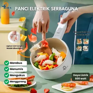 Panci Anti Lengket Ideal Kos: Goreng, Tumis, Kukus 1 Alat!  Panci Elektrik 2 Lapisan: Mengukus & Memasak Bersamaan!