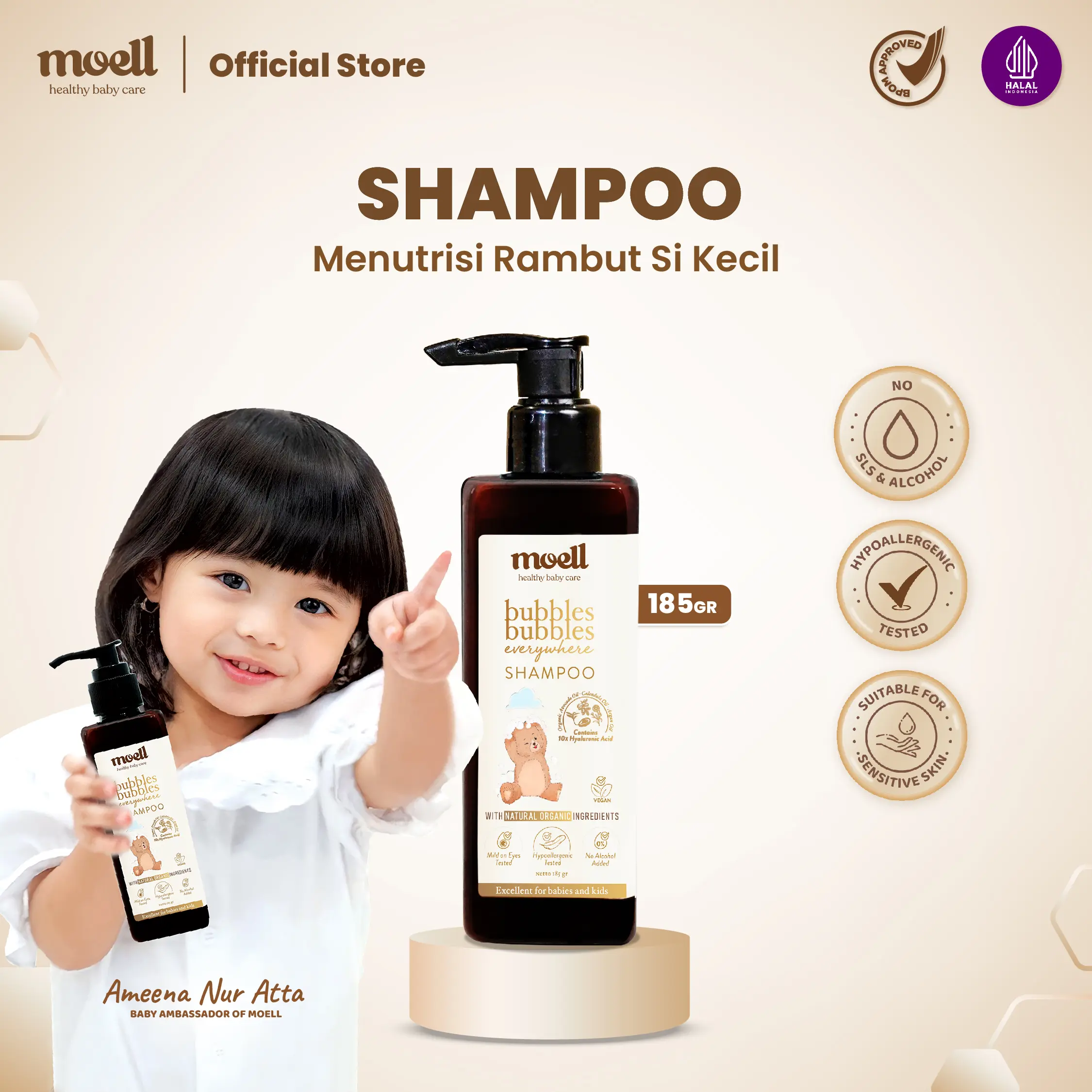 Moell Bubbles Everywhere Shampoo 185gr - Shampoo Bayi #Natural Organic