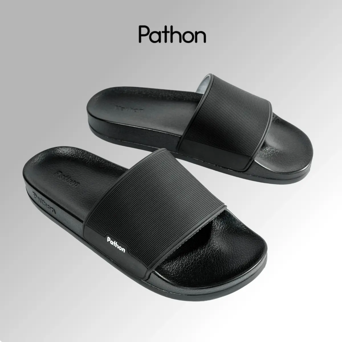 Dép nam nữ quai ngang slipper Pathon SD23 quai PVC và đế PU  đen quai đen SD23 DéP Đế Bằng