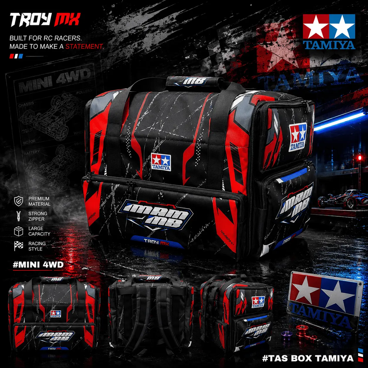 CUSTOM TAS BOX TAMIYA MINI 4WD/TAS TAMIYA/BOX TAMIYA HJH/BOX VERSUS 8010/ BOX KYOSHO/BOX VERSUS 8050/BOX PITBOX TAMIYA MINI 4WD Free Design