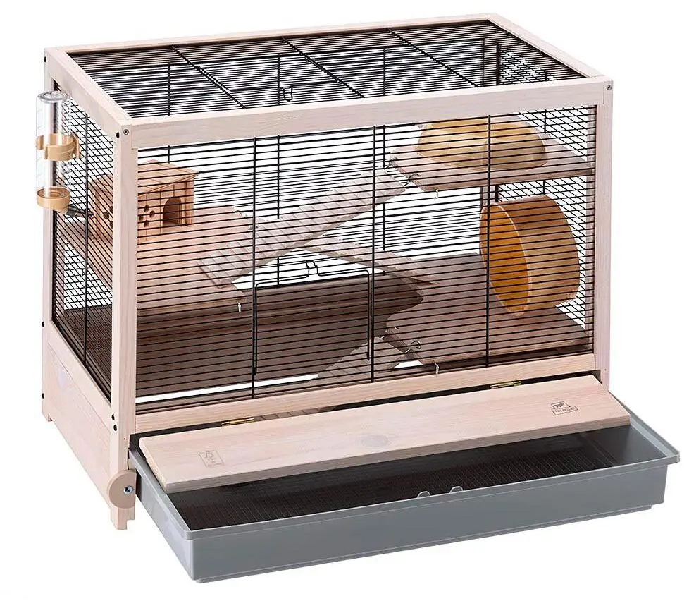 Ferplast HAMSTERVILLE Hamster Habitat Cage, Sturdy Wooden Structure, Black