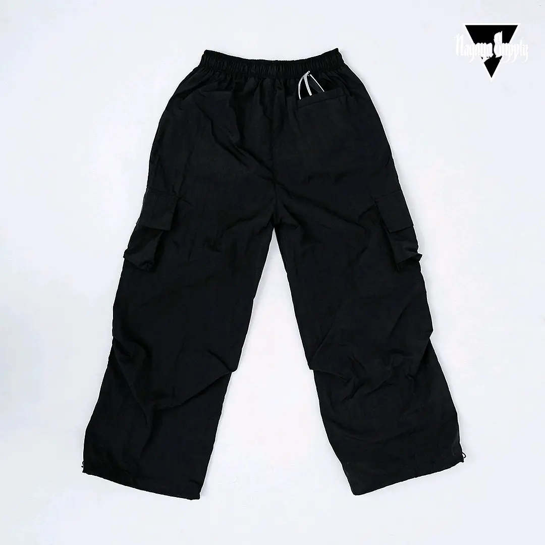 Celana Trackpanst parasut / Trackpanst Cargo Type 3 / Celana Trackpanst Polyester Pria Pant Hitam Casual