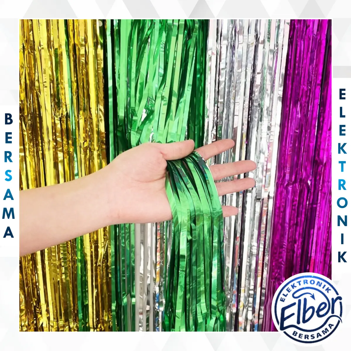 ELBER Tirai Pesta Tirai Foil Curtain Rumbai Tirai Ulang Tahun Tirai Rumbai Plastik Chrome Foil Backdrop Ukuran 195x99 Cm Y1733