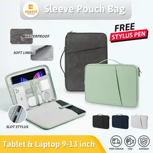 [FREE GANTUNGAN TAS] Universal Sleeve For Tablet 9 10 11 12 13 inch Bag Sleeve Organizer Soft Bag Tas Pouch Nylon Water Resistant Cover Tahan Benturan Handle Case Casing Pelindung Sarung Stylus