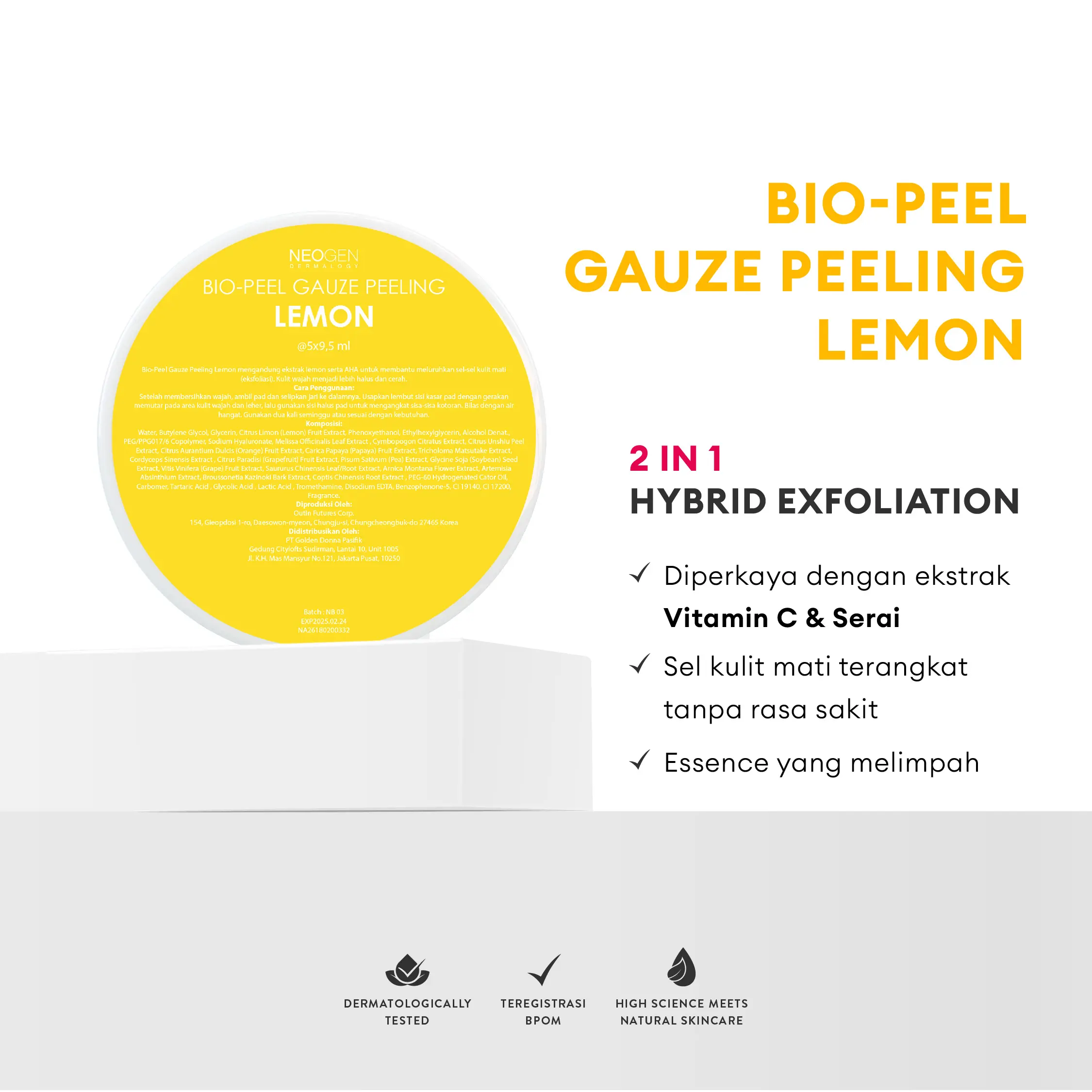 [EXFO PAD] NEOGEN DERMALOGY Eksfoliasi Pad Lemon (5 Pads) - Mencerahkan dan mengangkat kotoran di Wajah dengan Vitamin C g me