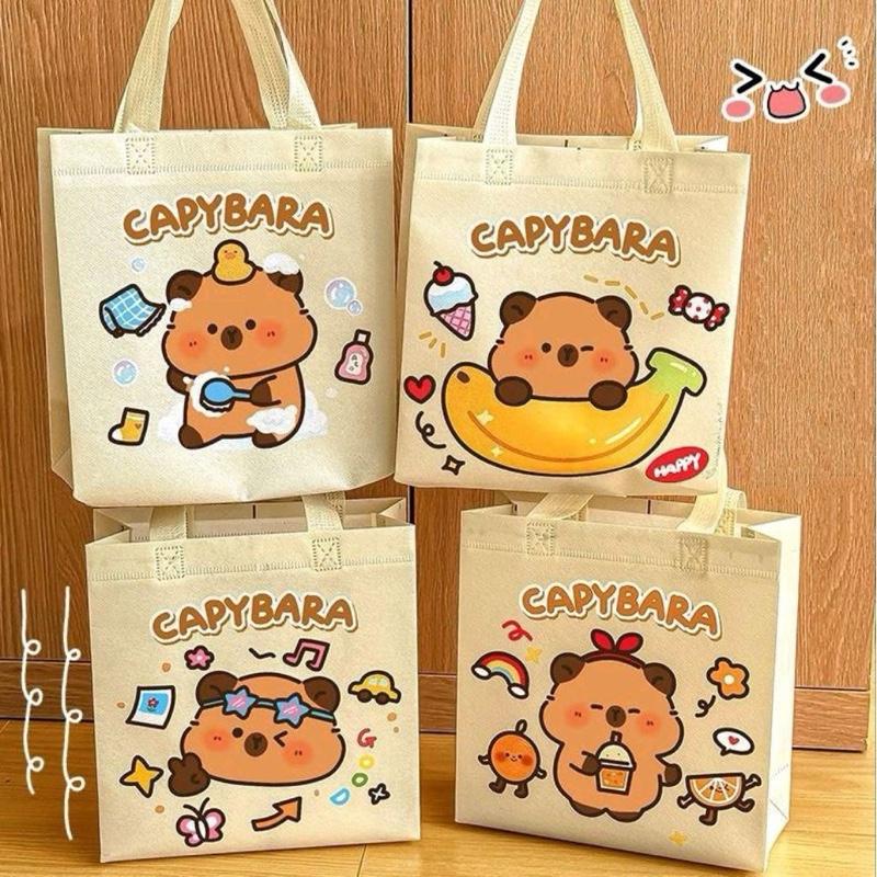 Túi tote Capybara cute 21.5X22cm, túi đựng quà xinh nhật, đựng đồ đi chơi, đi học