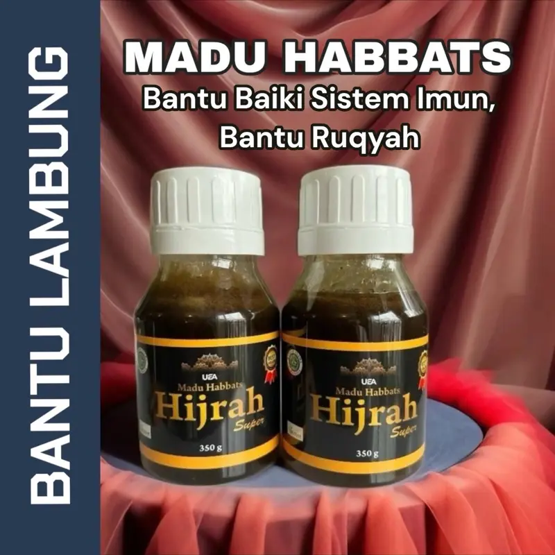 UEA Madu Habbats Hijrah 2 Botol( Bantu Ruqyah Mandiri ) gratis zikir pagi, tasbih, Sovenir emas, garam bidara, zam2