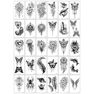 30 PCS Grosir Termurah Tato Aesthetic Lucu - Tatto Temporer kecil kupu kupu bunga sayap planet bulu burung paus gitar Tato temporary Stiker Tato Halal Dewasa KODE HHE