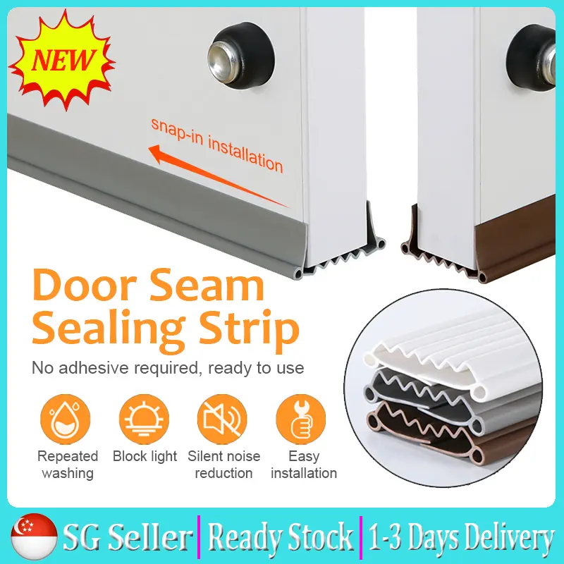 【SG Ready Stock】2024 New Door Seal Strip PVC Door Stopper Soundproof Strip Door Bottom Gap Blocker Door Gap Strip New Wave Design Door Sealing Strip