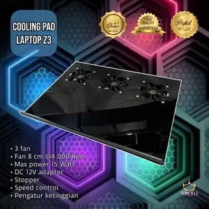Cooling pad laptop gaming dan rendering Suncell Z3 angin besar dan silent Fan Kipas Cooler stand