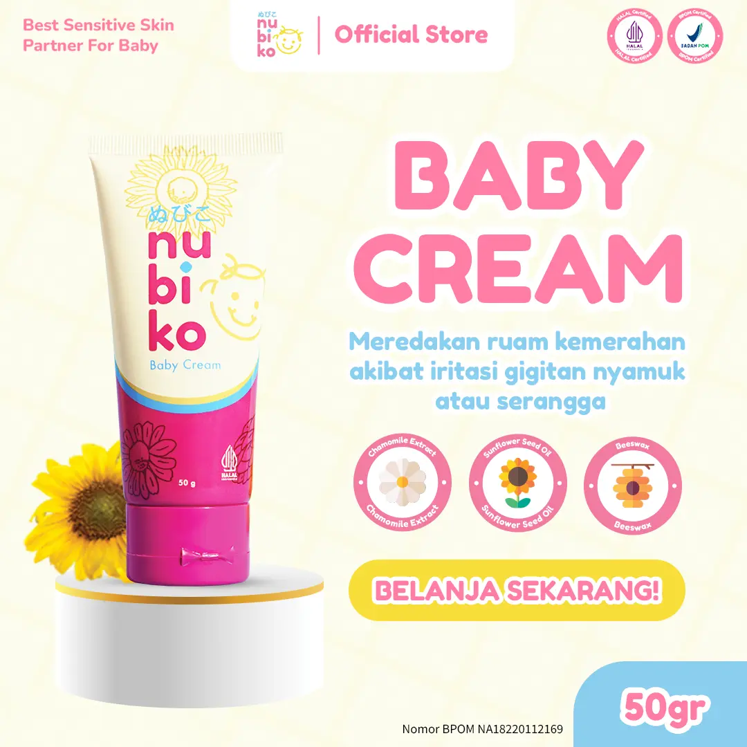 Nubiko Baby Cream Skincare Anak | Untuk Mengatasi Bekas Luka Anak | Cream Bayi BPOM Kulit Ruam Aloe