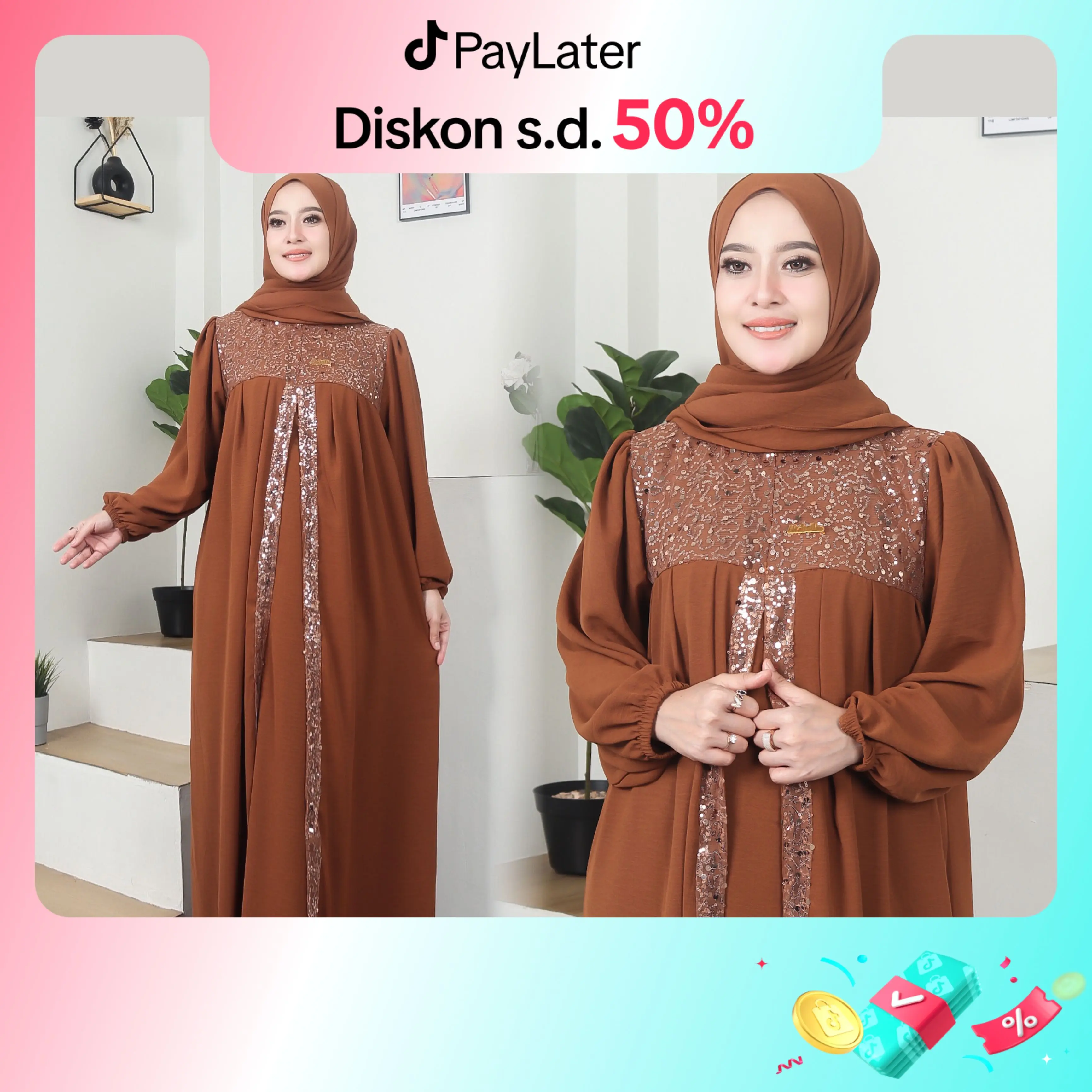 Zelindra Spangle Abaya Turki 2025 Model Baru Mewah Gamis Elegan Simple Wanita Baju Kondangan, Baju Lebaran 2025, Abaya Terbaru 2025 by Mabella Fashion Muslim Payet Remaja Dewasa