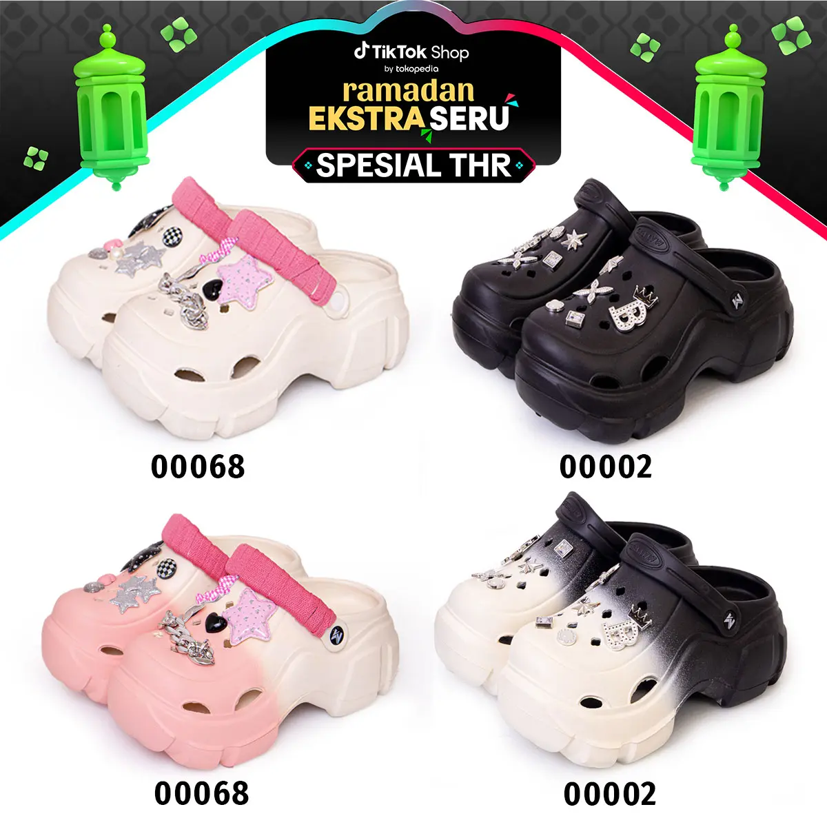 [MACKER'S] T01 Sandal Baim Wanita Terbaru sandal kodok lucu sepatu wedges karet dual color sandal kodok wanita