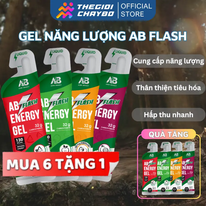 [MUA 6 TẶNG 1] Gel Năng Lượng Chạy Bộ AB Flash Dạng Lỏng 40ml - Phù Hợp Cho Người Chạy Bộ, Đạp Xe, Bơi